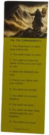 Vista 3 de Marcadores religiosos de los Diez Mandamientos, Moisés en el Monte Sinaí para hombres, mujeres, niños, vacaciones, escuela bíblica, de 2 x 6