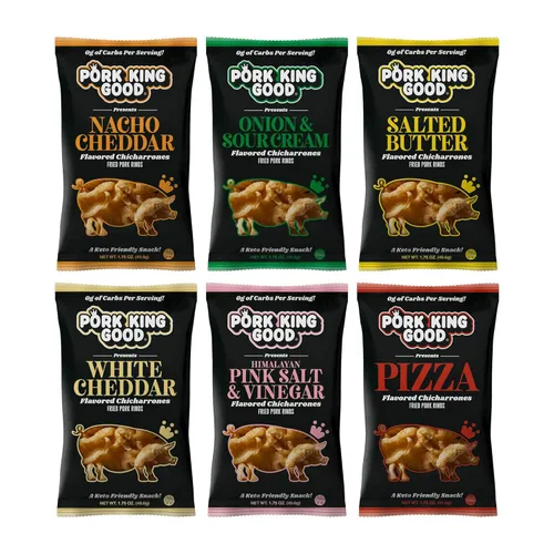 Vista 11 de Pork King Good Chicharrones de cerdo (Chicharrones) (Queso Cheddar Blanco, 4 Pack)