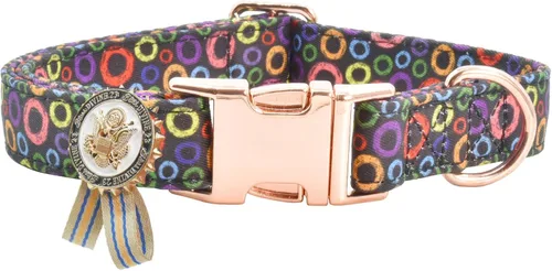 Vista 22 de Collar de perro con hebilla de metal, duradero y ajustable, suave para perros pequeños, medianos y grandes, talla S (10-14 pulgadas), flor 3