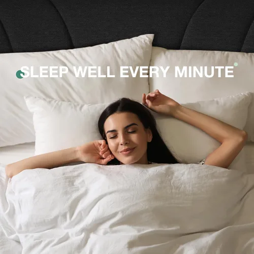 Vista 31 de Novilla Base de cama de plataforma tamaño Queen con cabecera ajustable tapizada, marco de cama Queen, no necesita somier, sin ruido, fácil montaje