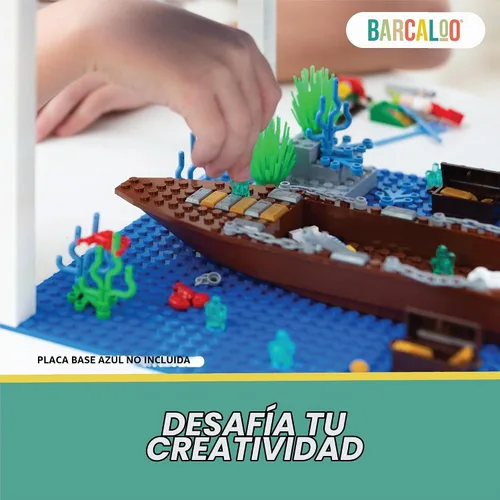 Vista 5 de Barcaloo Kit de ladrillos de construcción de barcos piratas de 194 piezas
