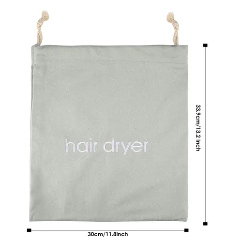 Vista 2 de Bolsas para secador de pelo con cordón, bolsa para viaje, para guardar las cosas del baño (gris claro)