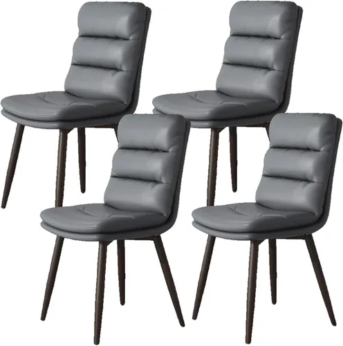 Vista 9 de Upholstered Dining Chairs Set of 4, Leather Kitchen Chair with Metal Legs, Dining Room Kitchen Chair with Back for Brown