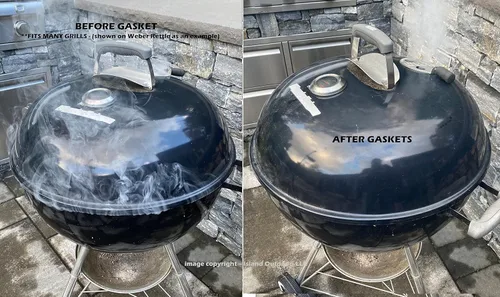 Vista 3 de Junta para barbacoa ahumadora FireBlack de alta temperatura autoadhesiva de 15 pies, resistente al calor de 1/2 x 1/8, negra