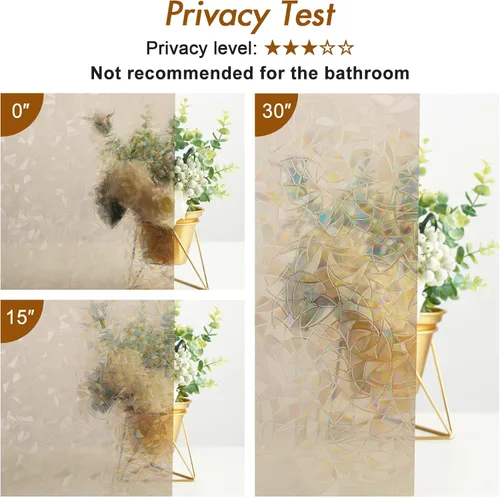 Vista 8 de Haton - Lámina de privacidad con diseño de vitral arcoíris para ventanas, adhesivo estático, bloqueo solar, cubierta polarizada, control de calor