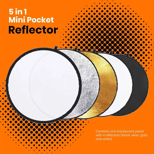 Vista 2 de PhotoTrust - Mini reflector de bolsillo 5 en 1, reflector súper portátil de 12 pulgadas/11.8 in, plegable, multidisco, reflector de luz