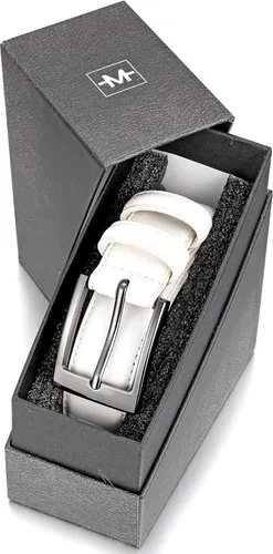 Vista 6 de Marinos Cinturón de vestir de cuero genuino para hombre con hebilla de un solo diente