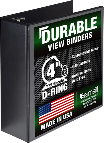 Vista 148 de Samsill Carpeta duradera de 3 anillos de 1 pulgada, fabricada en Estados Unidos, carpeta de anillos en D, cubierta transparente personalizable