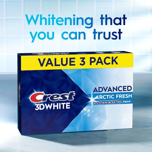 Vista 9 de Crest 3D White Advanced - Pasta dental blanqueadora de dientes, Arctic Fresh, 3.3 onzas, paquete de 3