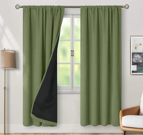 Vista 103 de BGment - Cortinas opacas para sala de estar de 63 pulgadas de largo, juego de 2 paneles, cortinas para oscurecer toda la habitación, cortinas