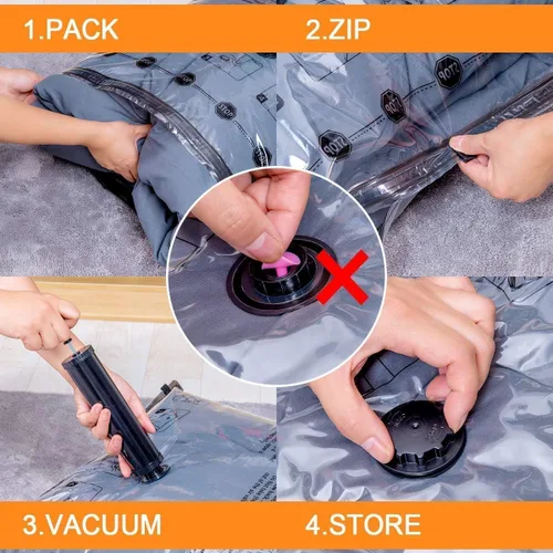 Vista 5 de 10 bolsas pequeñas de almacenamiento al vacío con bomba eléctrica, bolsas de embalaje de plástico, bolsa ahorradora de espacio para ropa, colchón
