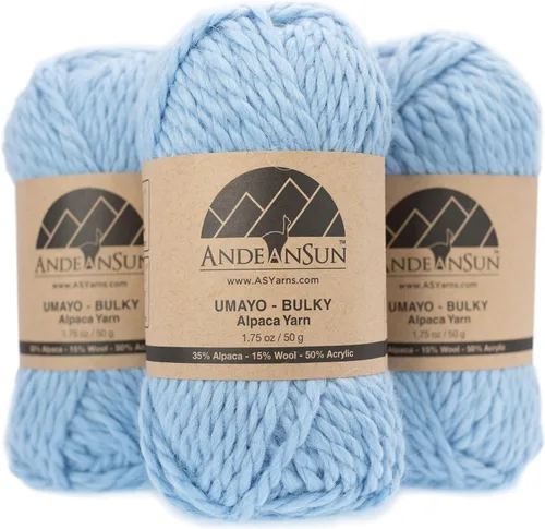 Vista 23 de (3 madejas pequeñas y hermosas) Mezcla de hilo de alpaca Umayo [165 yardas en total] Rojo, #5 voluminoso