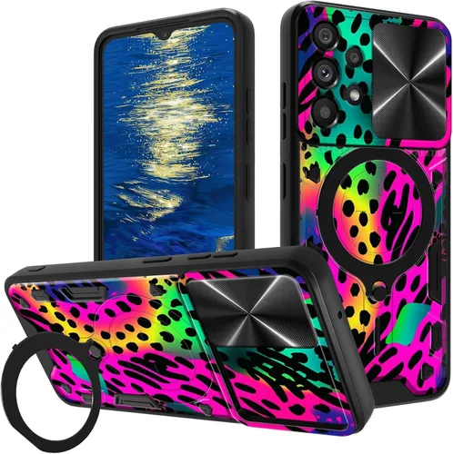 Vista 74 de for Samsung Galaxy A35 5G Phone Case 6.6" with Slide Camera Cover & 360 Degree Rotate Ring Stand Kickstand A Black Cat Dual Layer Hybrid Heavy Duty