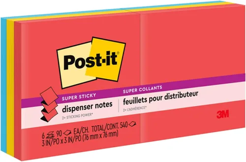 Vista 11 de Post-it Dispensador de notas emergentes súper adhesivas, 6 blocs de notas adhesivas, 3 x 3 pulgadas, 2 veces más poder de adherencia, suministros