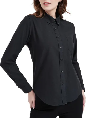 Vista 16 de Camisa con botones para mujer de manga larga Oxford camisa de algodón de corte clásico, blusa de trabajo resistente a las arrugas