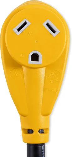 Vista 3 de Adaptador de generador PowerGrip con conexión estándar de hembra de 30 amperios y macho de seguridad de 30 amperios de 12 pulgadas de Camco, 3