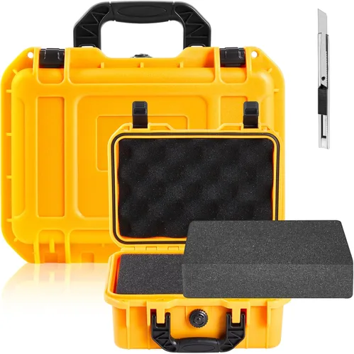Vista 22 de Relaxweex 1 funda rígida impermeable de 8.5 x 6.5 x 3.7 pulgadas con inserto de espuma personalizable para bricolaje, funda protectora portátil