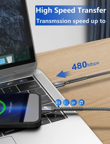 Vista 4 de PRAKIE Cable USB C a Lightning de 3 pies, paquete de 2 cables de carga rápida para iPhone [certificado MFI] 1M USBC a Lightning Apple tipo C cable