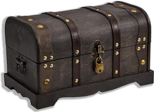 Brynnberg - Caja de almacenamiento de cofre del tesoro pirata - Columbus 12 2 x 7 1 x 7 1 pulgada - Cofre del tesoro de madera duradera con