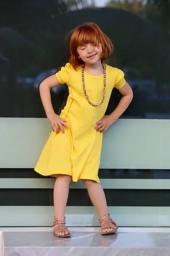 Vista 4 de City Threads Vestido casual de manga corta abombada para niñas pequeñas y niños, 100% algodón suave de punto jersey