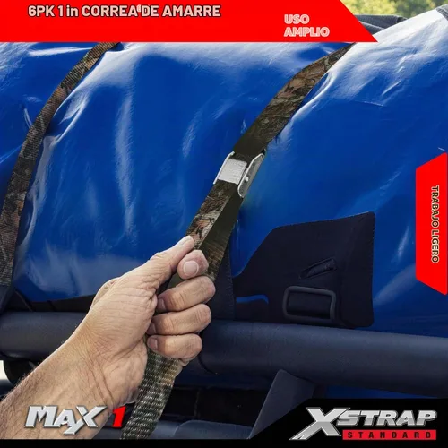 Vista 3 de Xstrap correas de amarre con trinquete (6 unidades, 8 pies 1-pulgada), Negro, XS16006