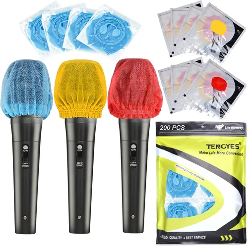 Vista 7 de 200 unidades (paquete de 100) fundas desechables no tejidas para micrófono de mano Mike cubierta protectora para parabrisas para KTV, karaoke, sala