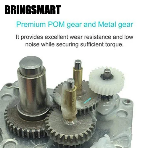 Vista 6 de Bringsmart 12V 5rpm motor de engranaje helicoidal CC de 35kg.cm con autobloqueo, mini turbina invertida, motor engranado para robot DIY, mesa