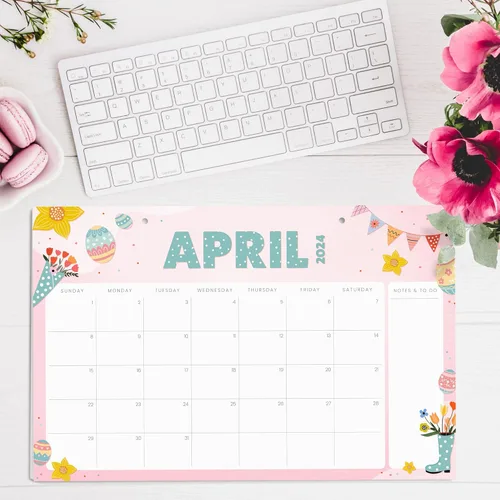 Vista 3 de Aesthetic Seasonal Desk Calendar 2024-2025 - Runs From January 2024 Until July 2025 - The Perfect Desktop/Wall Calendar 17x11" for Easy Organizing