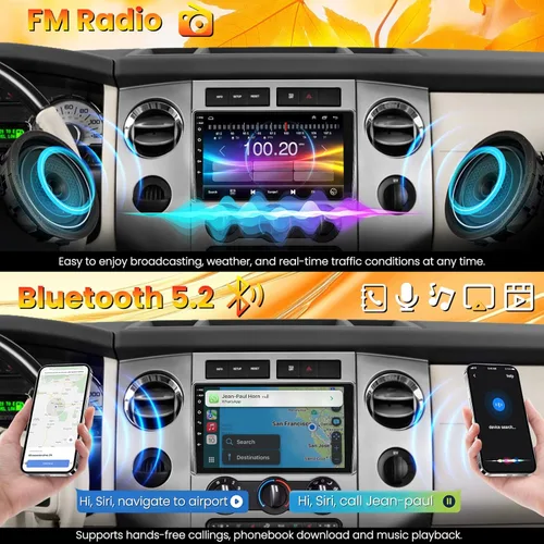 Vista 6 de Radio de coche 4G+64G para Ford Expedition 2007-2014 con Carpaly inalámbrico y Android Auto, pantalla táctil IPS de 9 pulgadas estéreo