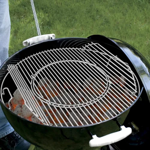 Vista 6 de onlyfire Rejilla con bisagras de doble cara, rejilla de parrilla reemplazada para el sistema de barbacoa gourmet Weber de 22" para parrillas