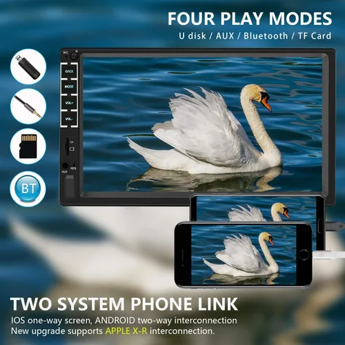 Vista 5 de 7 "coche estéreo doble DIN pantalla táctil receptor de audio radio FM Bluetooth video control remoto MP5/4/3 reproductor Android teléfono espejo