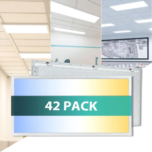 Vista 18 de Paquete de 6 luces LED de panel plano 2x2 LED Drop luz de techo 40W