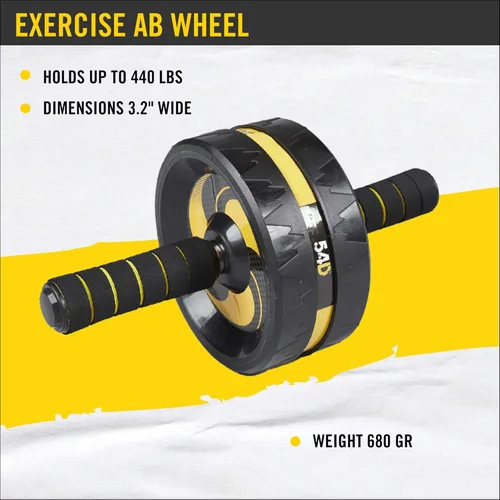 Vista 6 de 54D Rueda de abdominales, rodillo de abdominales para entrenamiento abdominal, equipo de ejercicio para entrenamiento de núcleo, rodillo de rueda