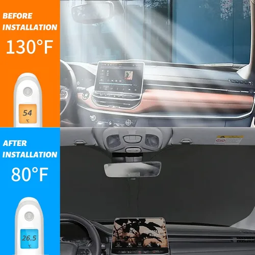 Vista 4 de Parasol para parabrisas mejorado para Toyota Tundra 2007-2021, visera plegable para parabrisas que bloquea los rayos UV