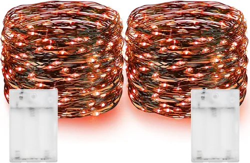 Vista 11 de Dazzle Bright - Guirnalda de luces de hadas de Halloween, 60 luces LED de 20 pies de alambre de cobre a batería y resistente al agua, decoraciones
