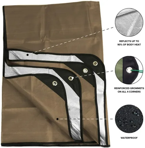 Vista 2 de Arcturus Lona aislada, manta de supervivencia térmica reutilizable y resistente, 60 x 82 pulgadas, refleja el 90% del calor corporal, impermeable