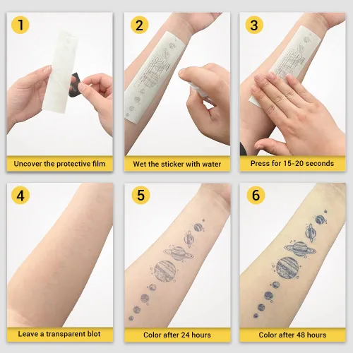 Vista 6 de INKARTLINK Tattoo Tech, 9 Diseños/1 Hoja Tatuajes Semipermanentes Pequeños, Tatuajes Temporales, Duración de 1-2 Semanas, Impermeables, Aspecto Flor