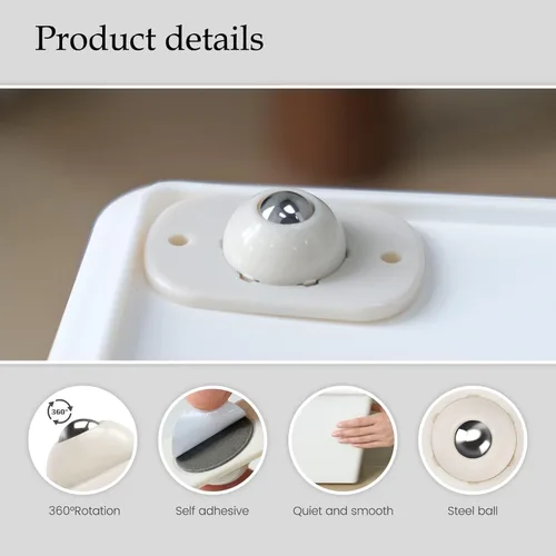 Vista 4 de Ruedas giratorias autoadhesivas, rodillos para electrodomésticos de cocina, ruedas universales mini giratorias de 360°, polea adhesiva para bote