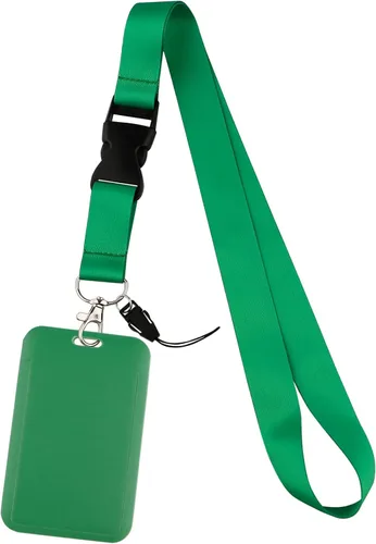Cordón Soporte de ID Verde Cordón para Llaves Insignias de ID Llavero Soporte de Insignia de Nombre Vertical con Clip