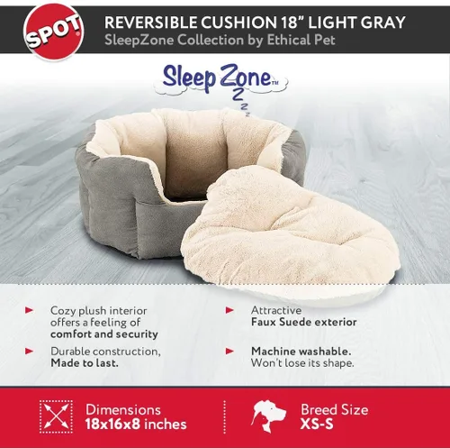 Vista 4 de SPOT Sleep Zone - Cama pequeña para mascotas, de pared alta, reversible, para gatos de interior y perros pequeños, gamuza sintética duradera
