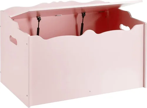 Vista 2 de Yaxa Basics Caja de juguetes para niños, baúl organizador de madera, rosa, 30 x 18 x 19 pulgadas