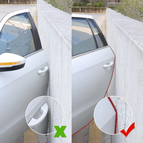 Vista 5 de SINGARO Protector de borde de puerta de automóvil de 16.4 pies, sin pegamento, tira protectora de entrada de puerta de automóvil, protector de Rojo