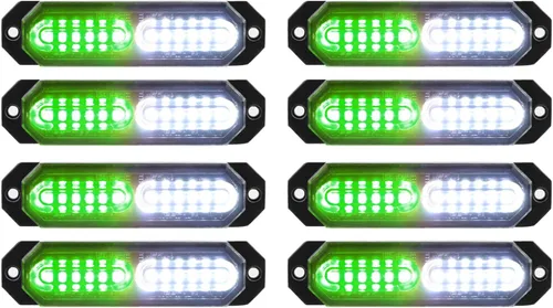Vista 11 de ASPL 8 luces estroboscópicas intermitentes de montaje en superficie ultra delgadas de 12 LED para camión, automóvil, vehículo, LED, mini rejilla