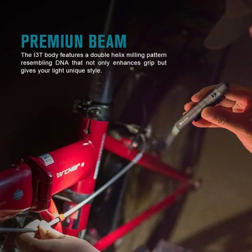 Vista 3 de Olight I3T EOS - Linterna delgada de 180 lúmenes de doble salida EDC, para acampar y senderismo, interruptor en el extremo de la linterna