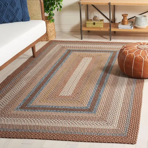 Vista 5 de Safavieh Braided Collection BRD313A tapete de lana hecho a mano color café, Algodón Pila de 1/4", lavable a máquina, fácil cuidado, fibras