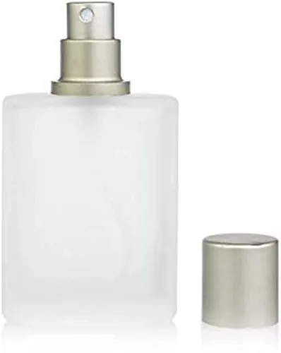 Enslz Botella de perfume de vidrio esmerilado atomizador recargable Spray Botella de perfume vacía para hombres y mujeres, Transparente