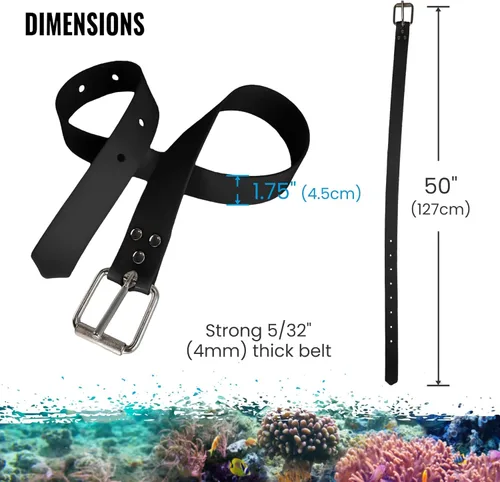 Vista 6 de Cinturón de peso de buceo de silicona negra de 50 pulgadas (4.2 ft) con hebilla de rodillo de acero inoxidable 316