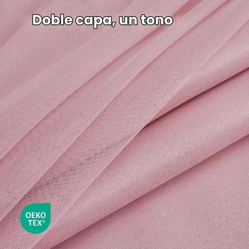 Vista 4 de cortinas 100% opacas para dormitorio, cortinas rosadas de doble capa, cortina oscura de 96 pulgadas de largo con superposición transparente