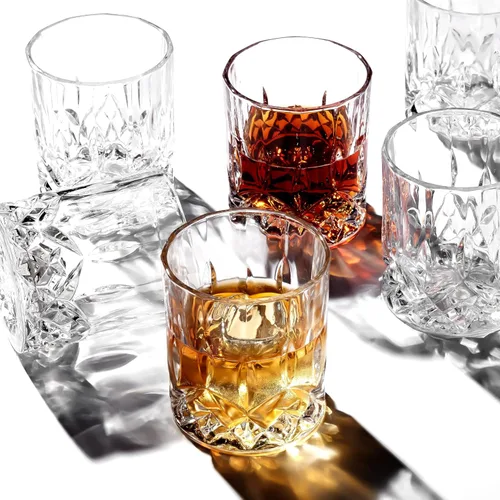 Vista 4 de LEMONSODA - Juego de vasos de whisky de corte de cristal estilo antiguo, 2, 4, 6-10 onzas, vasos de roca ultra transparentes de alta calidad sin