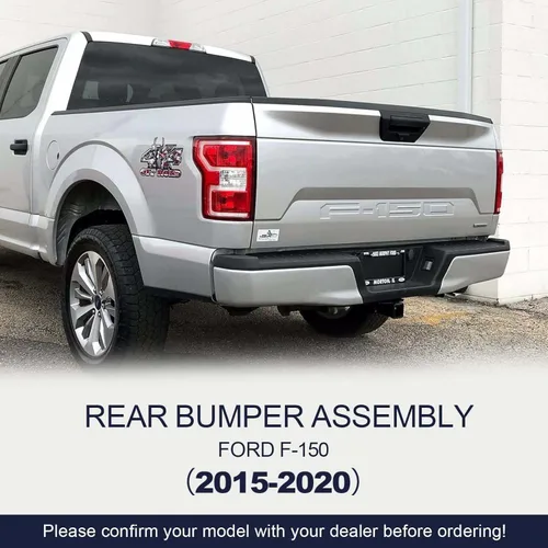 Vista 7 de Ensamblaje de parachoques trasero cromado sin orificios para sensores, con paquete de remolque, con remolque máximo compatible con Ford F150